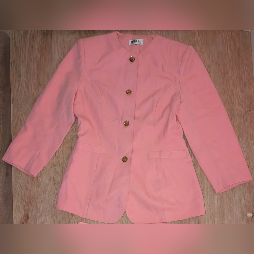 Pink Collarless Blazer